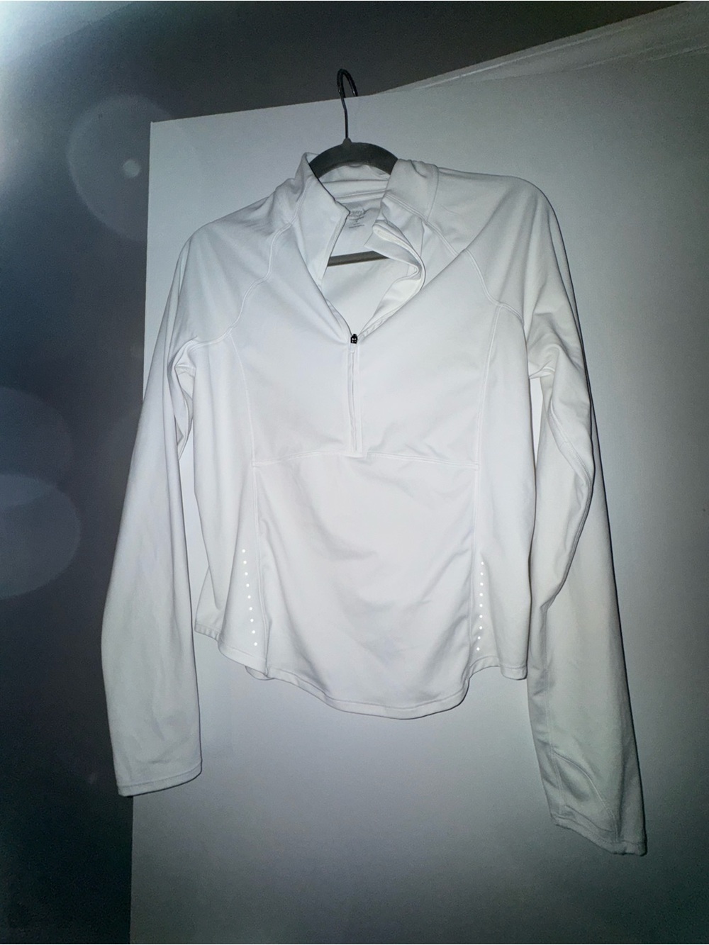 Old Navy White Long-Sleeve Quarter Zip Athletic Top